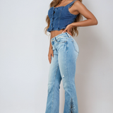 Лиана | Разкроени крака с цепки в синьо