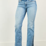 Лиана | Разкроени крака с цепки в синьо