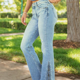 Лиана | Разкроени крака с цепки в синьо