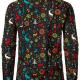 Мъжка Забавна Коледна Елха Снежинка С Дълъг Ръкав