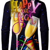 Мъжка забавна новогодишна дългосрочна коледна коктейлна риза