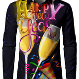 Мъжка забавна новогодишна дългосрочна коледна коктейлна риза