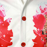 Мъжка коледно вдъхновена риза червено забавно облекло ваканция с копчета дълъг ръкав