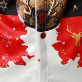 Мъжка коледно вдъхновена риза червено забавно облекло ваканция с копчета дълъг ръкав