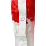 Мъжка коледно вдъхновена риза червено забавно облекло ваканция с копчета дълъг ръкав