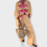 Авалѝс – Ленен костюм с рибен принт