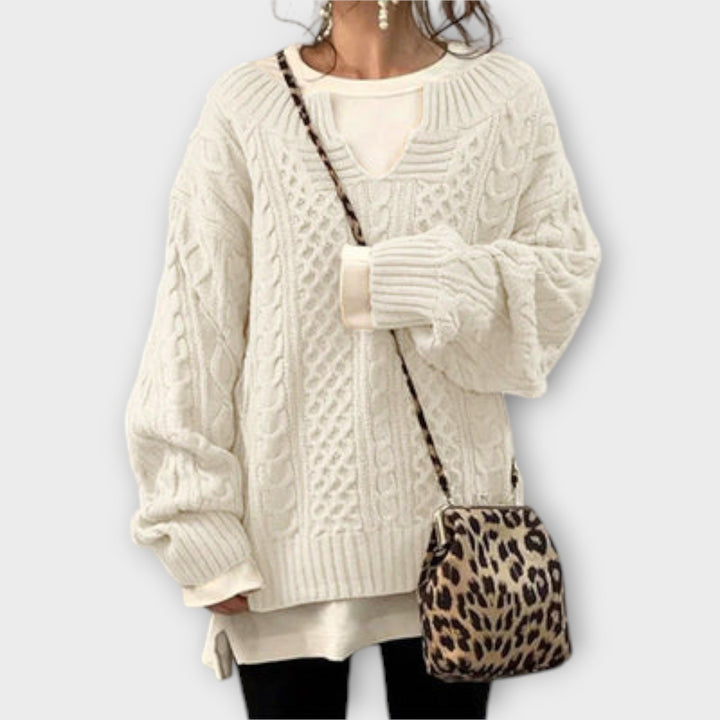 Aurora - Oversized Knit Sweater with Cable Pattern