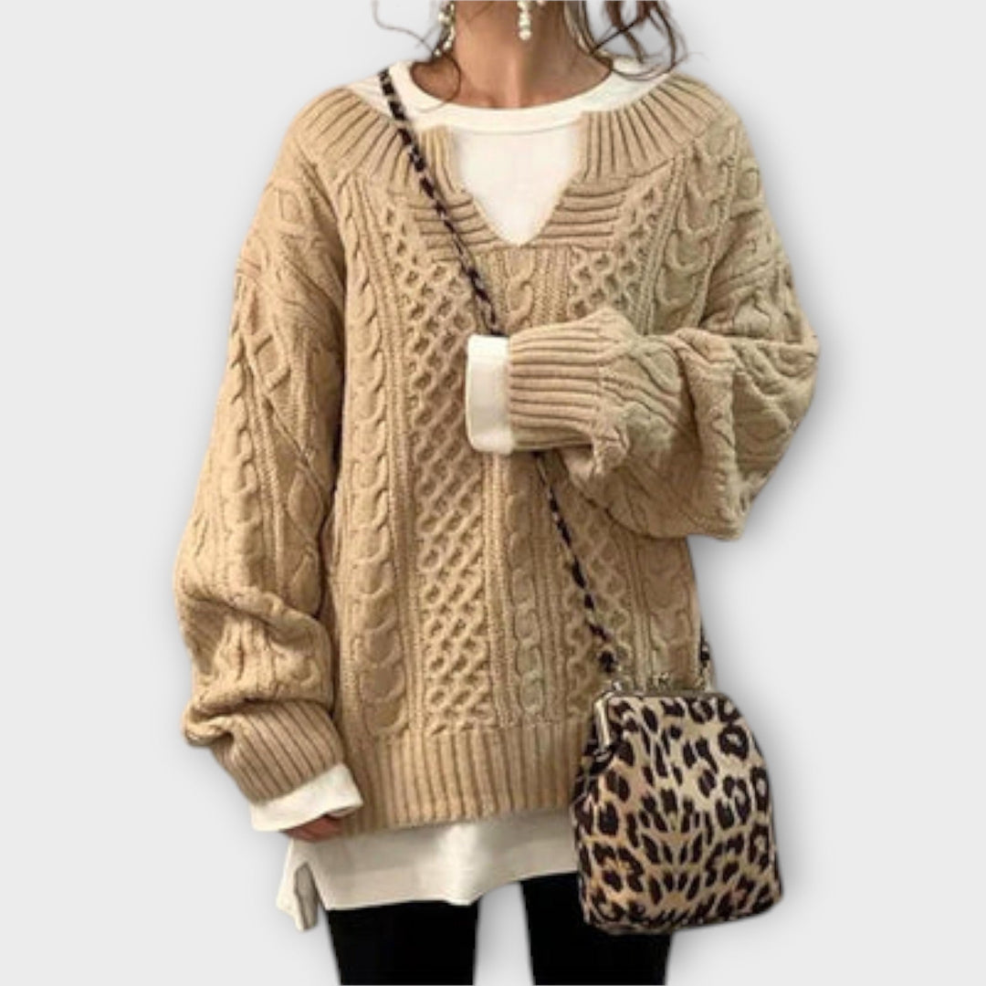 Aurora - Oversized Knit Sweater with Cable Pattern
