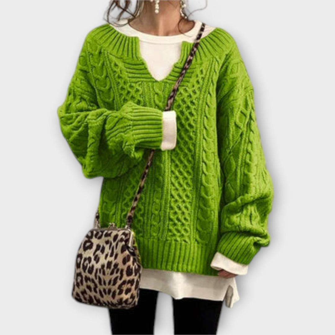 Aurora - Oversized Knit Sweater with Cable Pattern