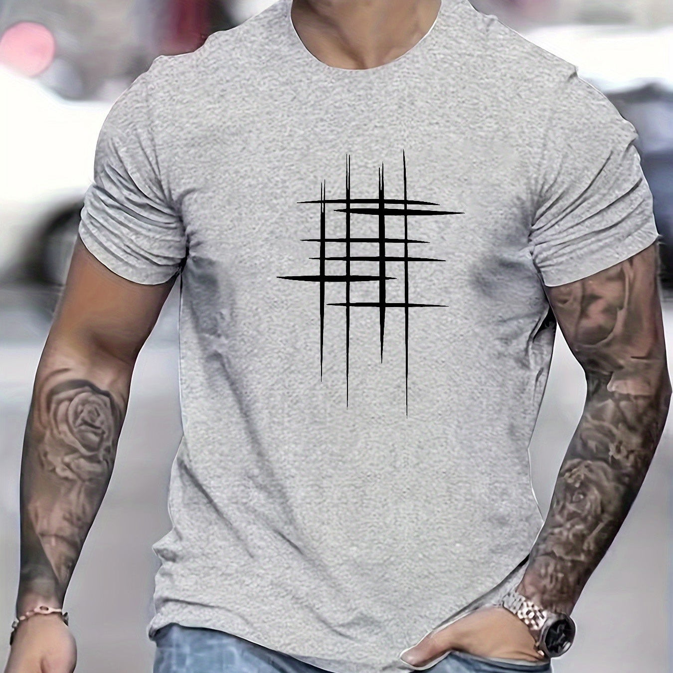 Анастас - Стилен т-shirt с кръгло деколте и графичен принт