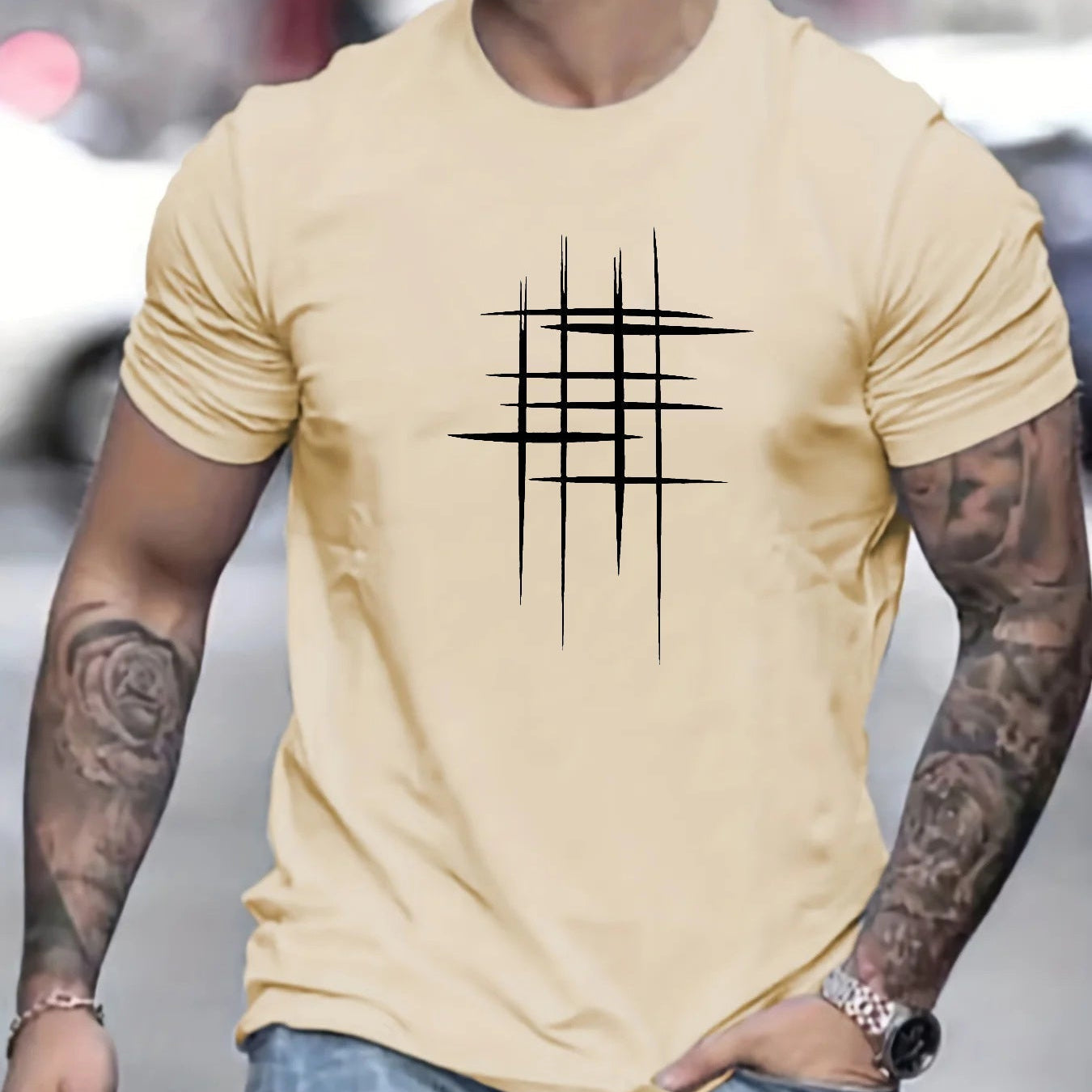 Анастас - Стилен т-shirt с кръгло деколте и графичен принт