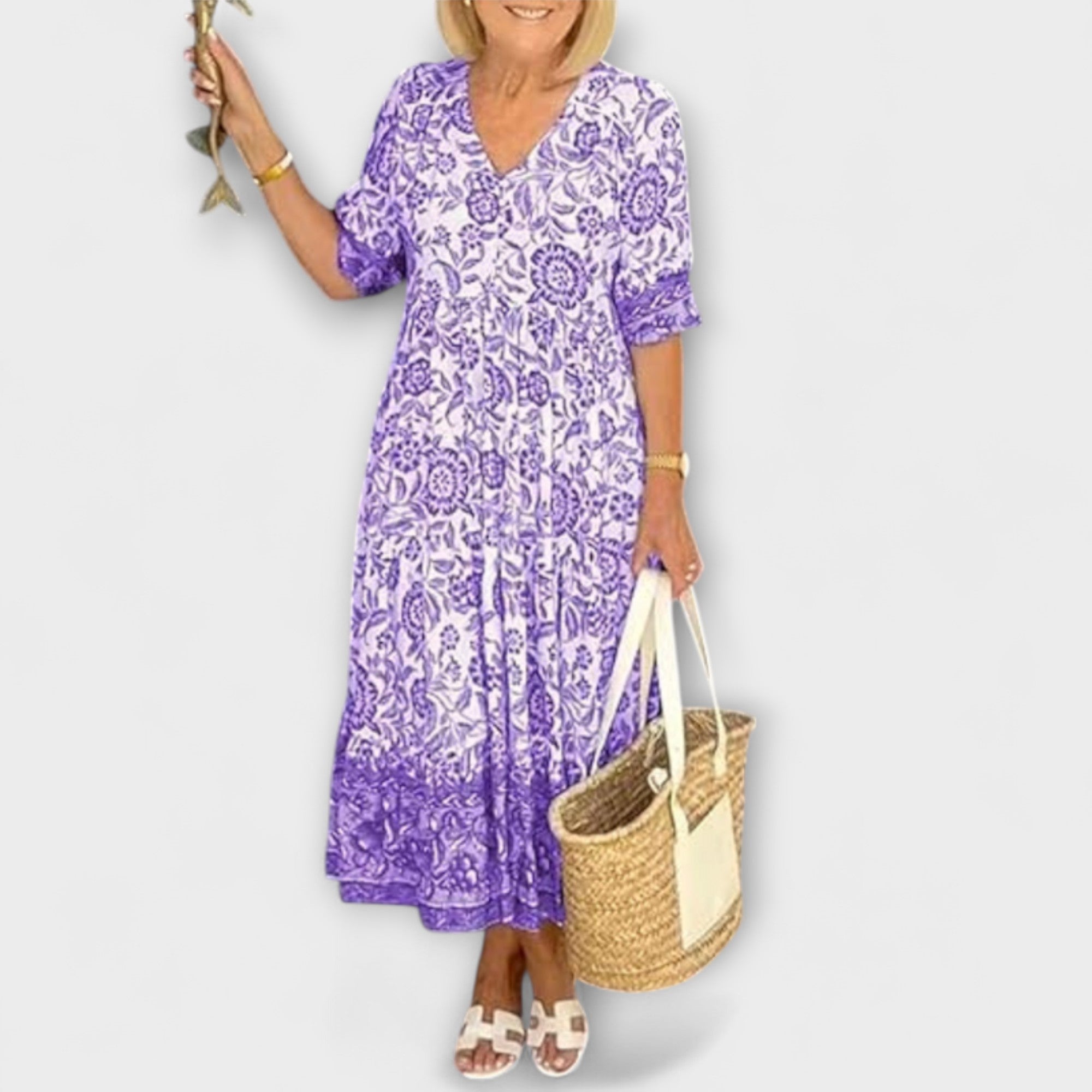 Кейтлин - Елегантна цветна рокля с ефирен дизайн