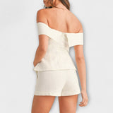 Оливия - Бял комплект от памук и лен