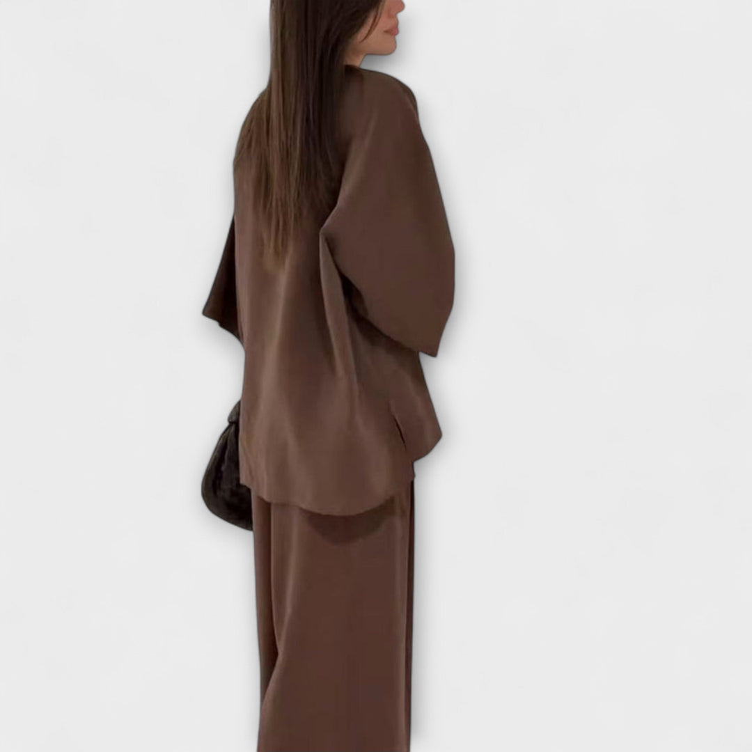 Aurora - Casual V-Neck Top and Trouser Duo