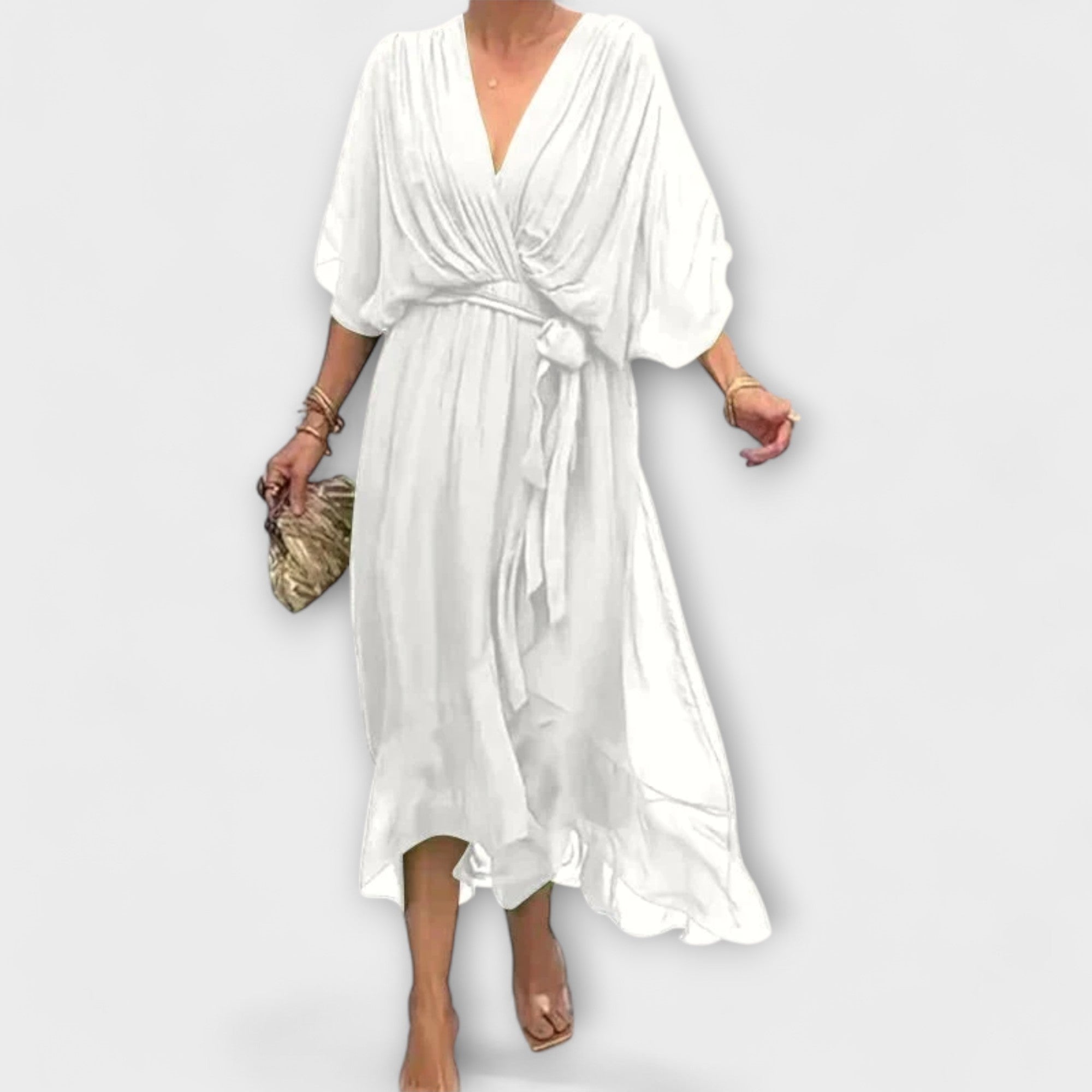 Амура - Шифонова рокля с V-образно деколте