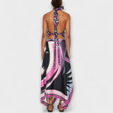 Евърли - Комплект от топ с халтер и асиметрична миди пола