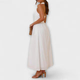 Аурора - Полу-дълга черна рокля с детайл на талията