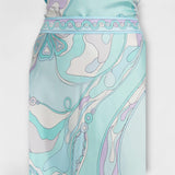 Евърли - Комплект от топ с халтер и асиметрична миди пола