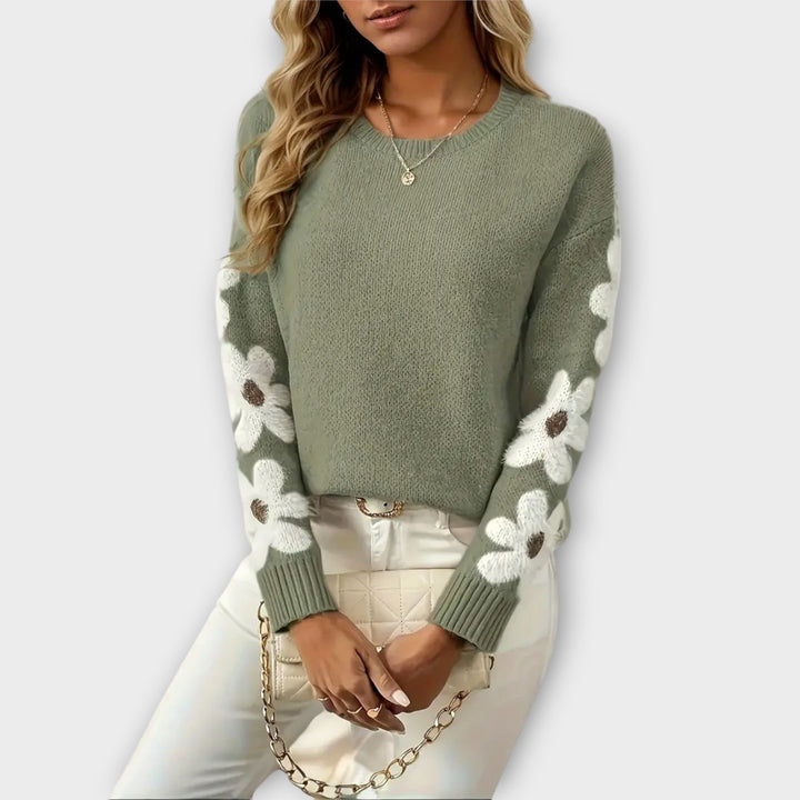 Aurora - Soft Knit Jumper with Floral Design