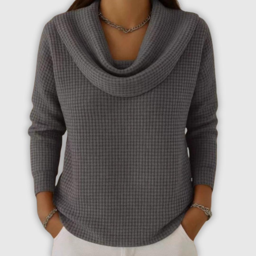 Шарлот™ – Топъл пуловер с елегантно водопадно деколте