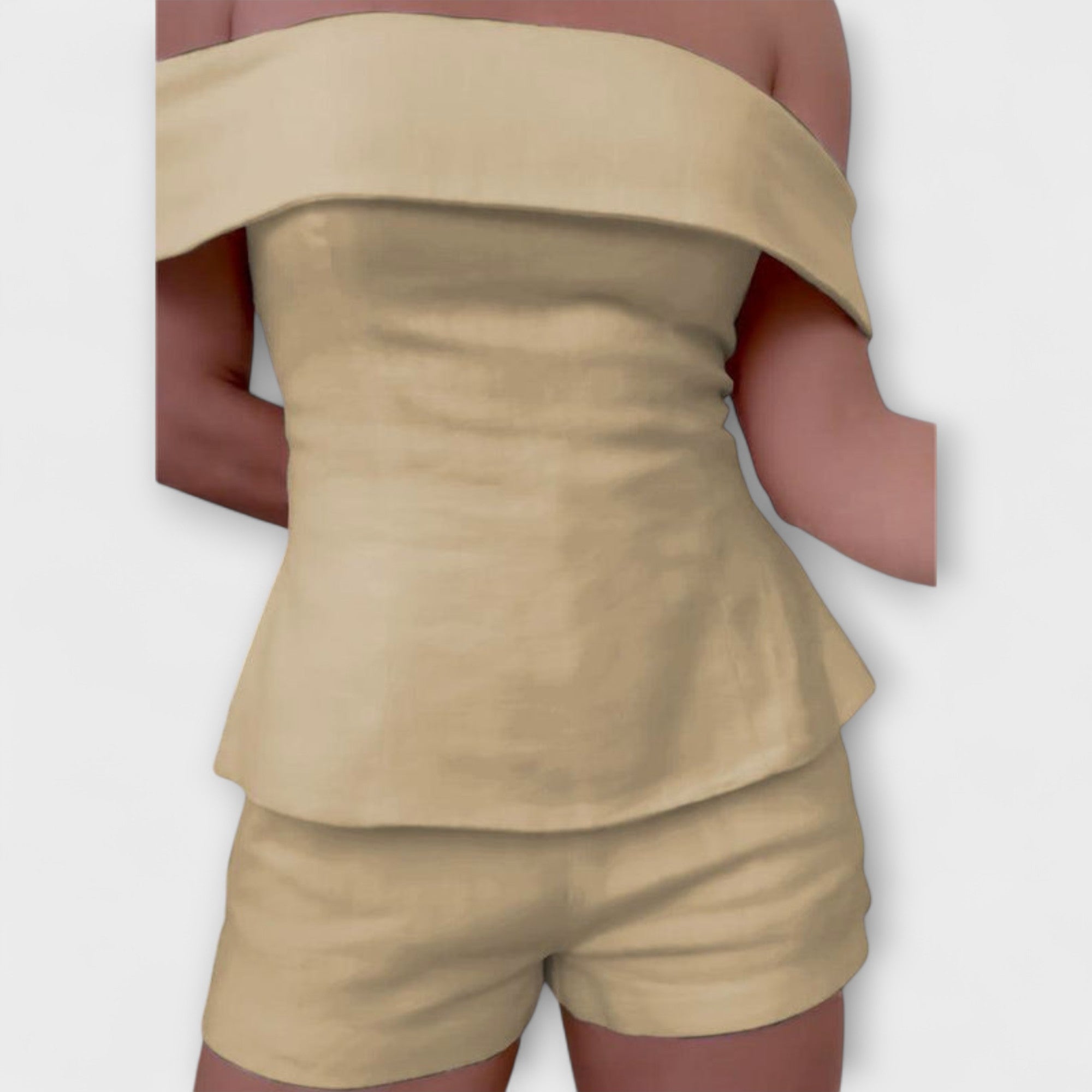 Оливия - Бял комплект от памук и лен