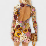 Аврора - Рокля с 3D цветен мотив