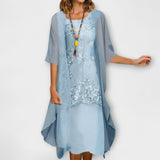 Аврора - Елегантна Двучастна Шифонова Рокля