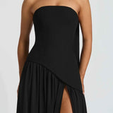 Малия | Дълга сватбена рокля с разрез и драпировка