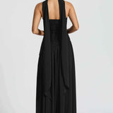 Малия | Дълга сватбена рокля с разрез и драпировка