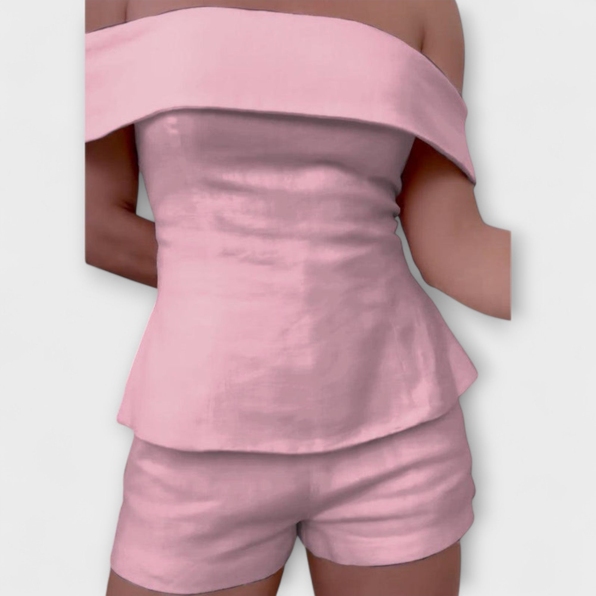 Оливия - Бял комплект от памук и лен